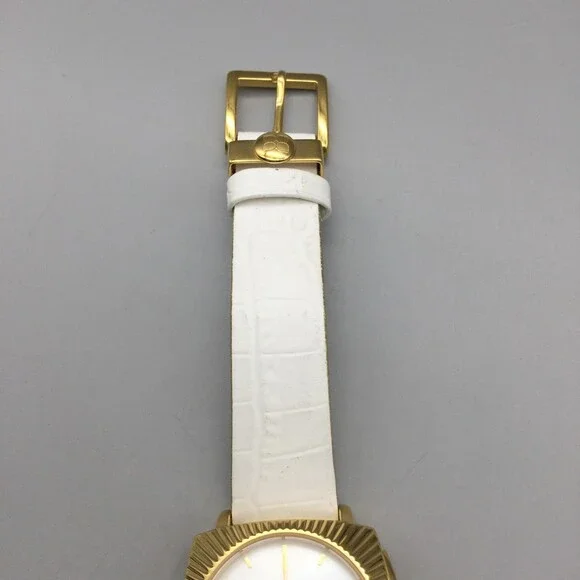 BCBGMAXAZRIA Watch Womens 29mm Gold Square MOP Chronograph Leather New Battery - Picture 6 of 14